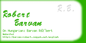 robert barvan business card